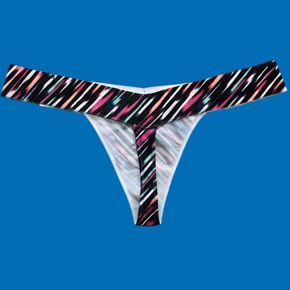 Victoria’s Secret Pink Extra Low Rise thong panty logo on waist multicolor large - Picture 5 of 10